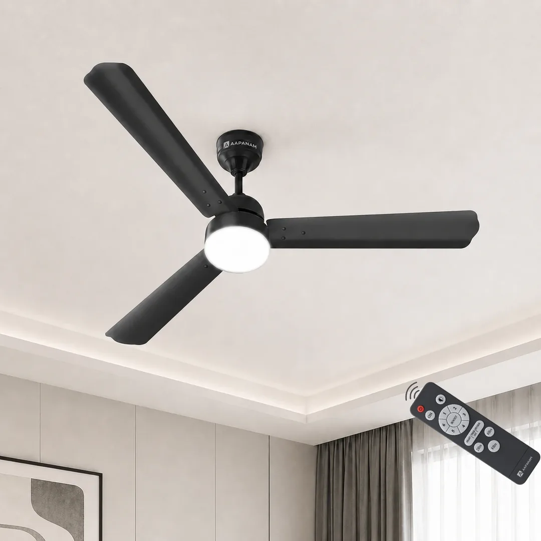 Aapanam BLDC Ceiling Fan with 5-Year Motor Warranty – Vixa Neo Glow Smoke 1200mm with RF Remote