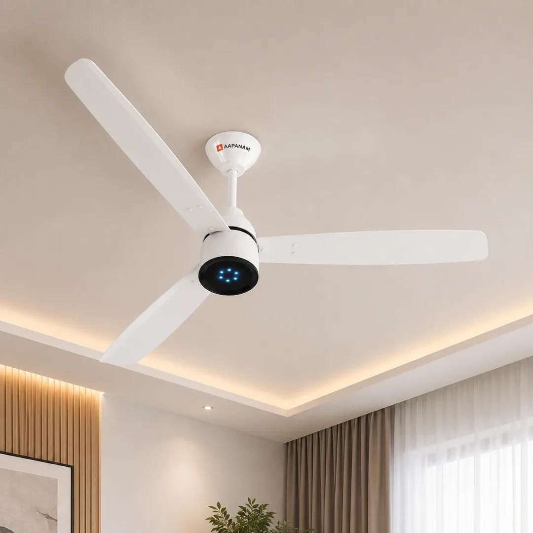 Aapanam Aapanam BLDC Ceiling Fan with 5-Year Motor Warranty – Vixa Neo Pearl White 1200mm with RF Remote — view 3