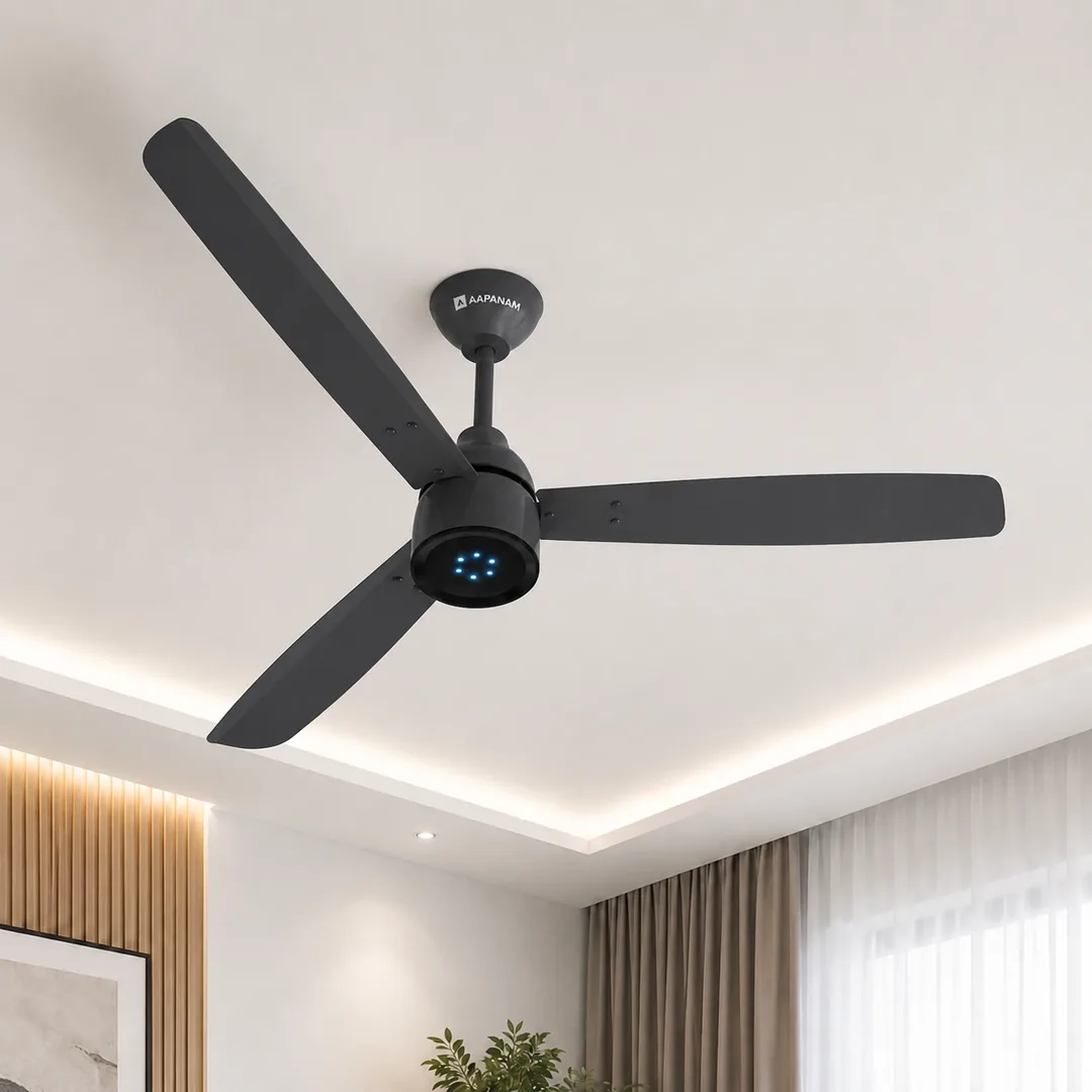 Aapanam Aapanam BLDC Ceiling Fan with 5-Year Motor Warranty – Vixa Neo Smoke 1200mm with RF Remote — view 3