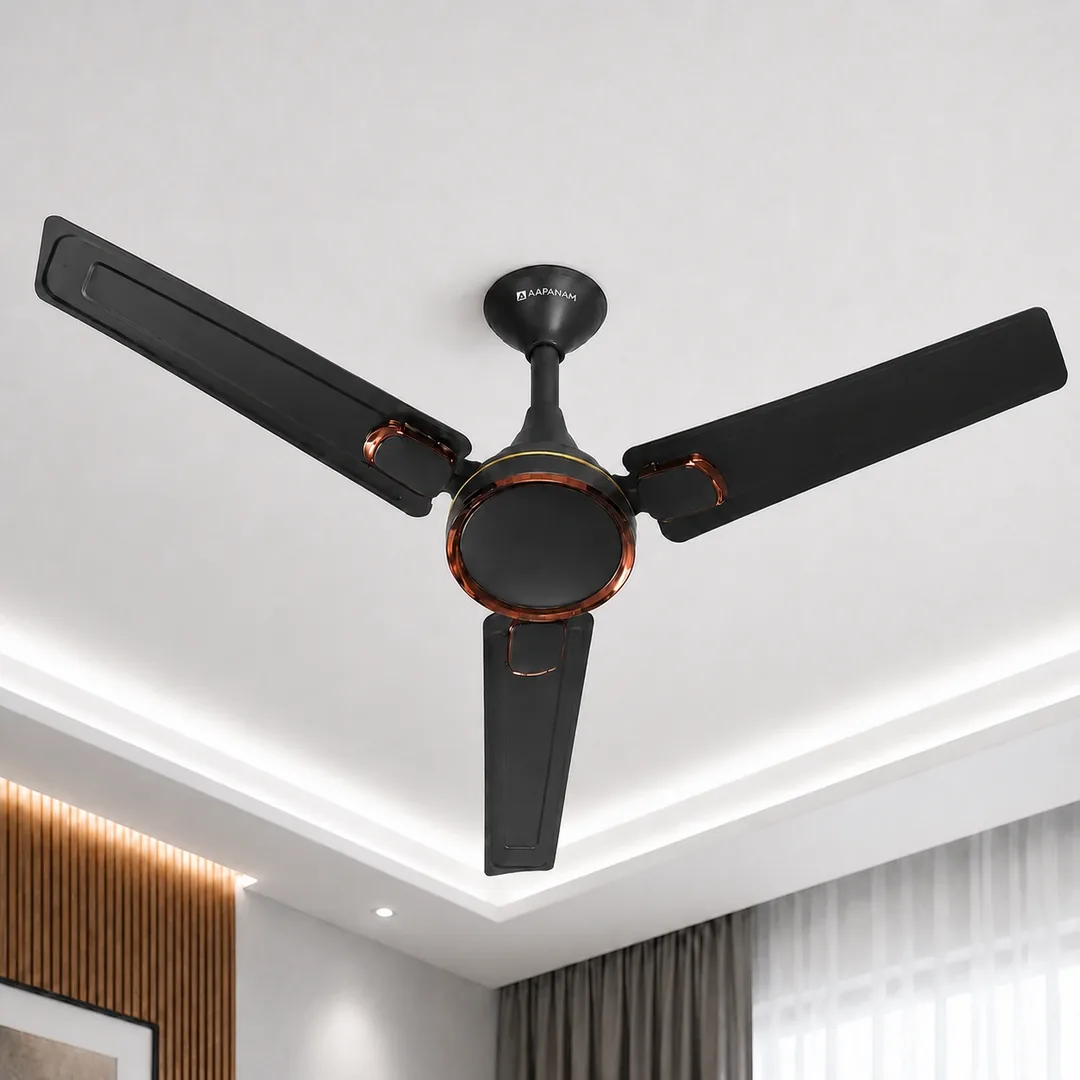 Aapanam Aapanam BLDC Ceiling Fan with 5-Year Motor Warranty โ Vixa Onyx Black 1200mm with RF Remote โ view 3