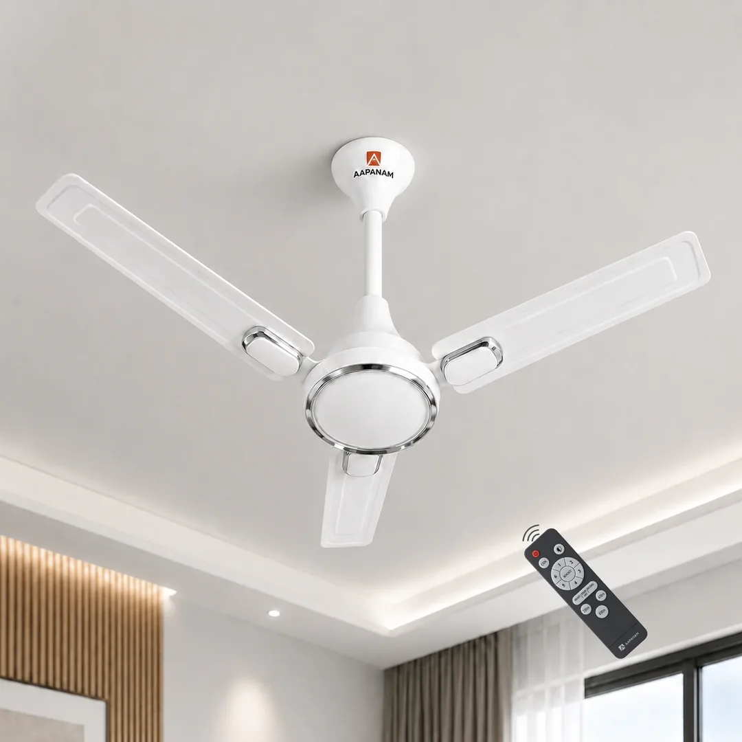 Aapanam BLDC Ceiling Fan with 5-Year Motor Warranty – Vixa Pearl White 1200mm with RF Remote