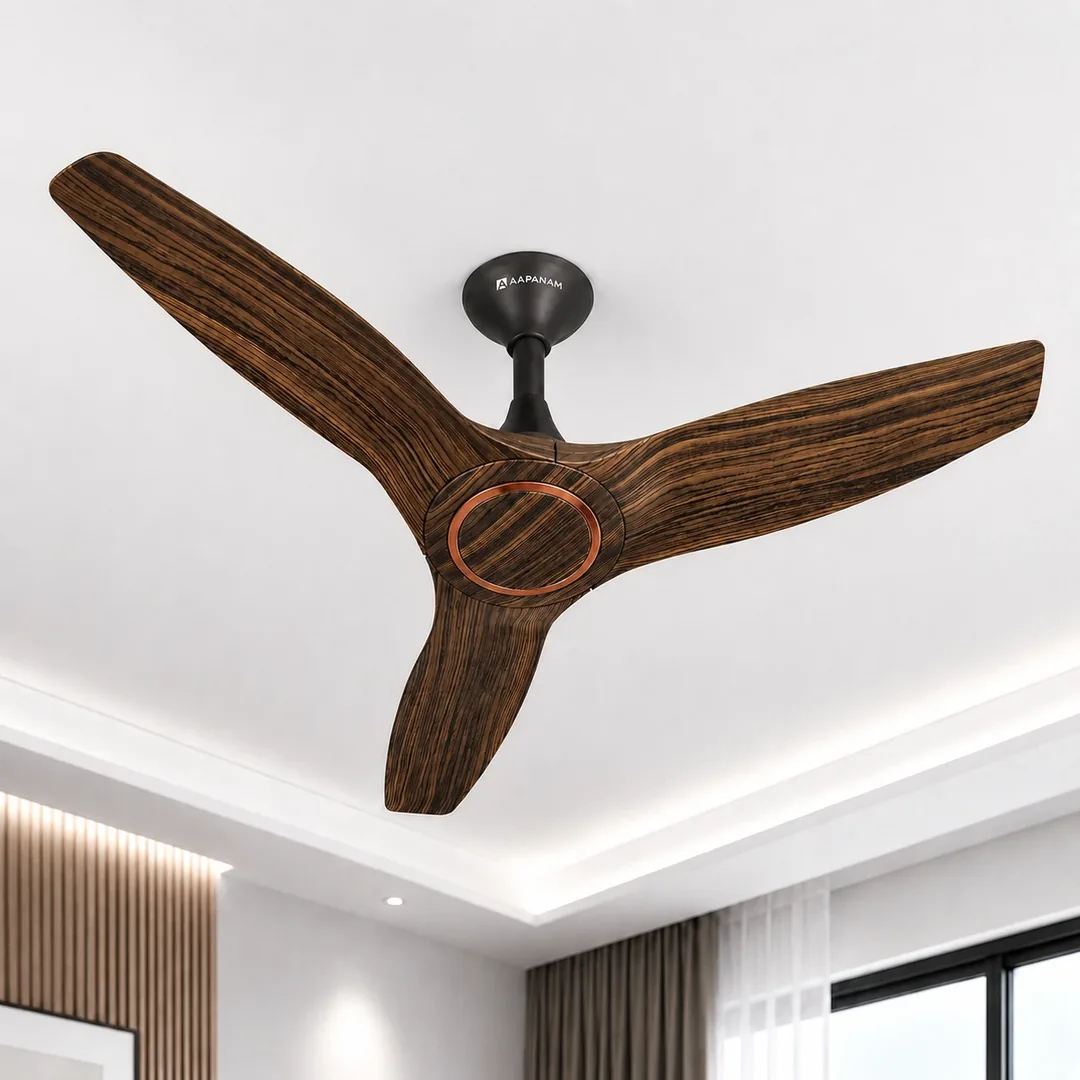 Aapanam Aapanam BLDC Ceiling Fan with 5-Year Motor Warranty – Vixa Pro Wood Royal Teak 1200mm with RF Remote — view 3